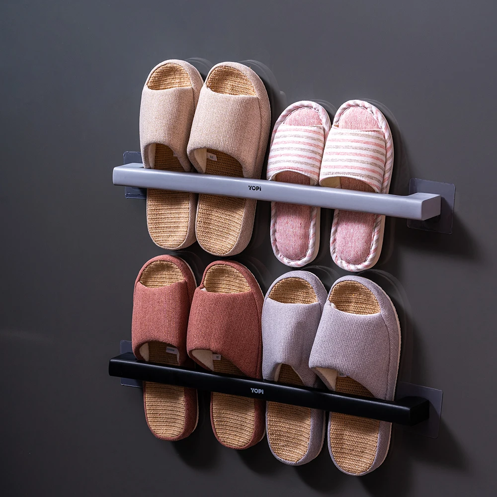 

Wall Mounted Bathroom Toilet Slippers Shoes Rack For Bedroom Slippers Towel Holder Hanging Storage Organizer Rack Shoes Shelve