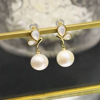 handmade original design natural freshwater pearls dangle earrings small exquisite jewelry for wome wedding party accessories