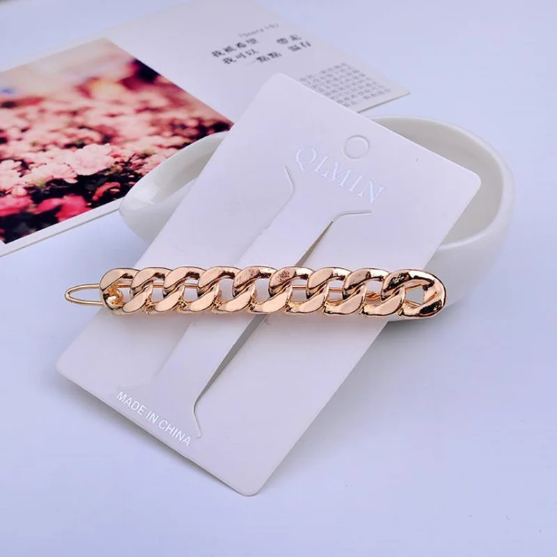 1 шт. новинка 2020 металлическая Золотая цепочка геометрические заколки для волос