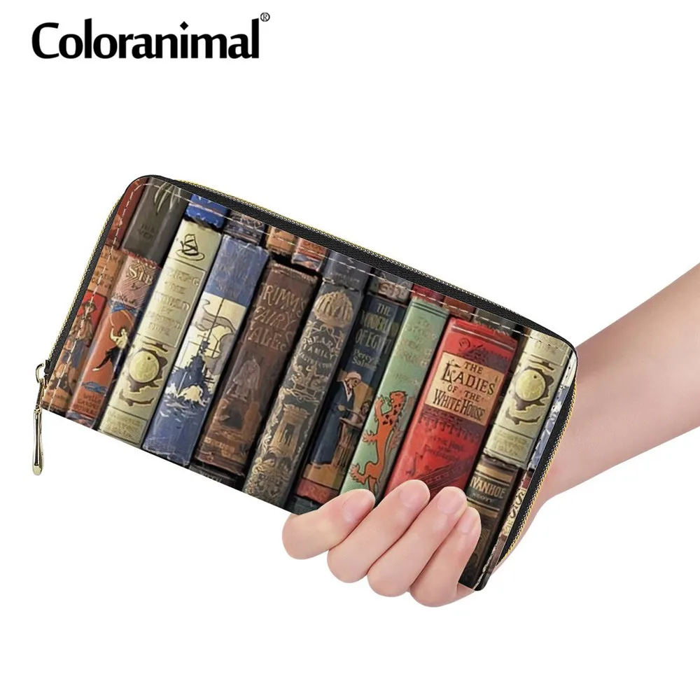 

Книжная полка Coloranimal для женщин, Длинный кошелек из искусственной кожи на молнии, многофункциональный держатель для монет для девушек и жен...