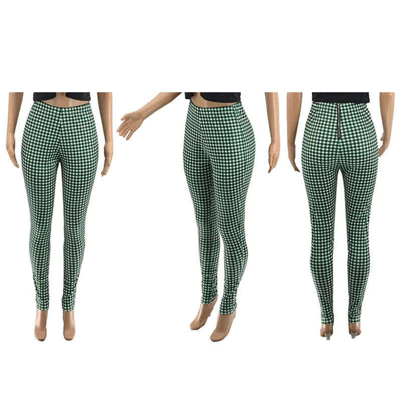 

TNNAOFF Sexy Plaid Zip Bodycon Sweatpants for Women Fashion Elastic High Waist Pencil Pants Streetwear Club Overalls Trousers