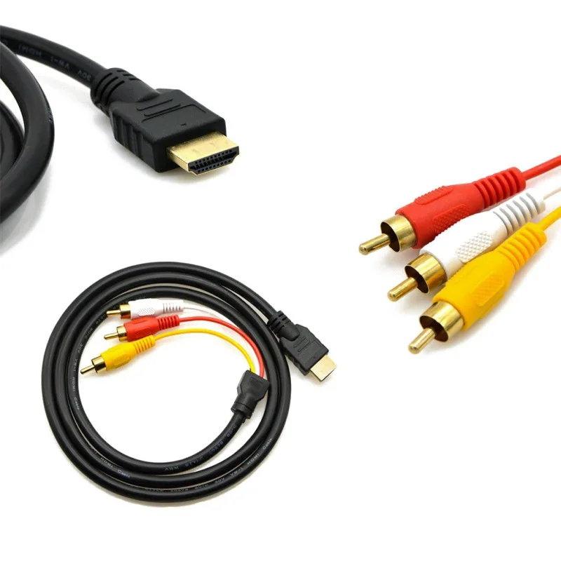 1080P HDMI к 3RCA кабель видео аудио шнур HD прозрачный сигнал передатчик адаптер 5