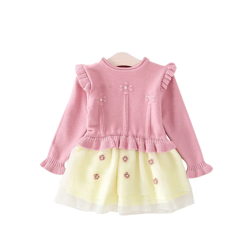 

Spring and autumn children's clothing baby girl Korean sweater dress girl long-sleeved princess skirt