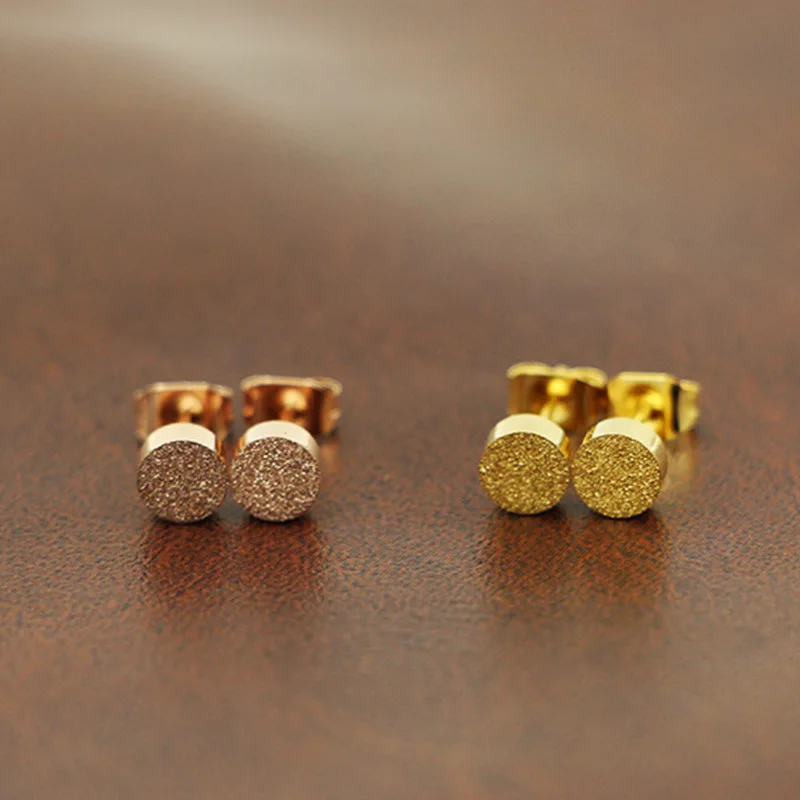 

Женские матовые серьги-гвоздики, серьги из нержавеющей стали цвета розового золота, ювелирные украшения