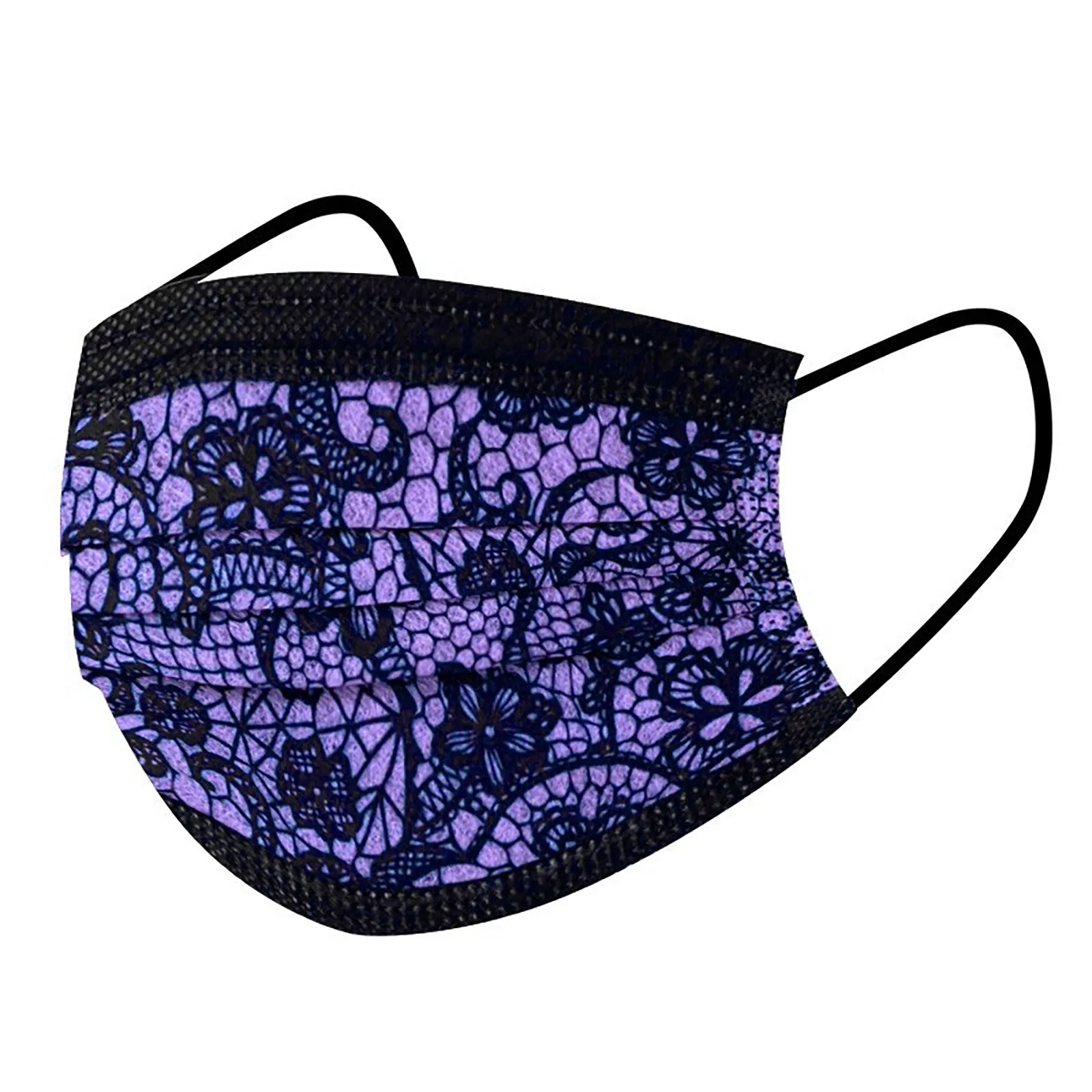 

50PC Adult Fashion Lace Disposable Protection Three Layer Breathable Face Mask Dustproof Reusable Mascarilla Protective Masks