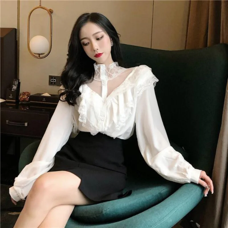

2020 women tops and blouses Women Clothing fashion Blusas Femininas Blouses Women Shirts Crochet Blouse Lace Shirt clothes
