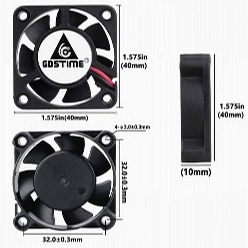 10 штук в партии Gdstime DC 12V 2Pin 4 см 40x40x10 мм 40 мм 4010 маленький Бесщеточный Охлаждающий вентилятор