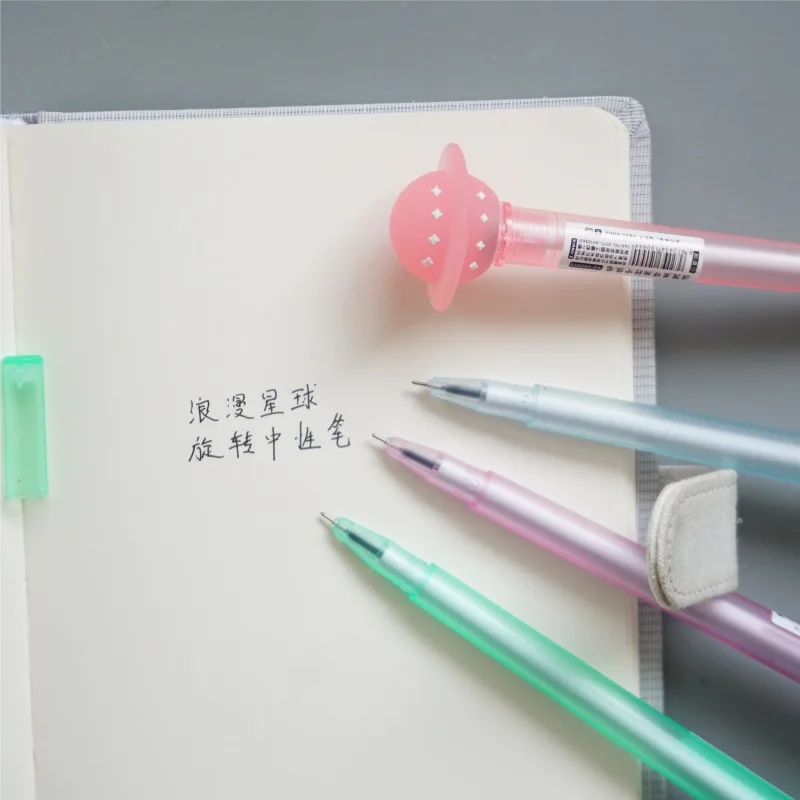 

24 pcs/lot Creative Rotatable Planet Gel Pen Cute 0.5 mm black ink Signature Pens Office School Supplies Stationery gift