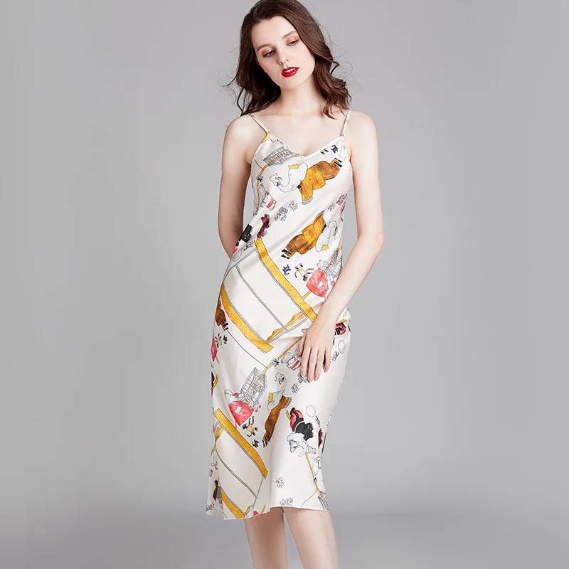 

Girl Spring/Summer Silk Thin Sexy Night Dress With Suspenders Elegant Long Dress For Home Wear Women Lounge Intimate Lingerie