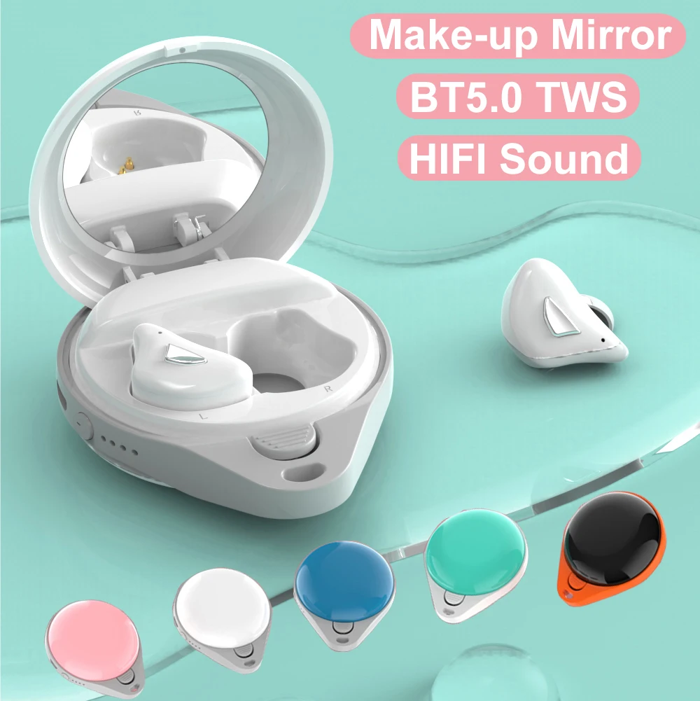 Фото Новинка 2021, TWS 5,0, Bluetooth-наушники, Hi-Fi мини-наушники, беспроводные наушники HD, бинауральные наушники с функцией звонка, с портативным зеркалом, ... №2