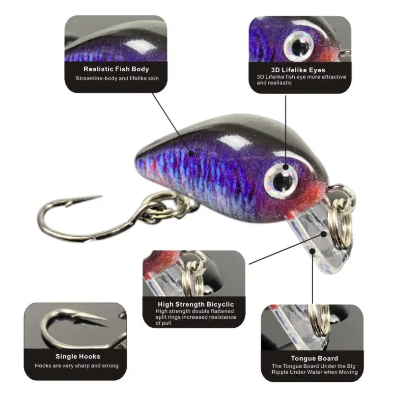 

10 Pieces Mixed Colors Hard Lures Fishing Crankbait Bass Lure Lot With Box Crank Baits Trout Lure MinnowWobbler For Fishing