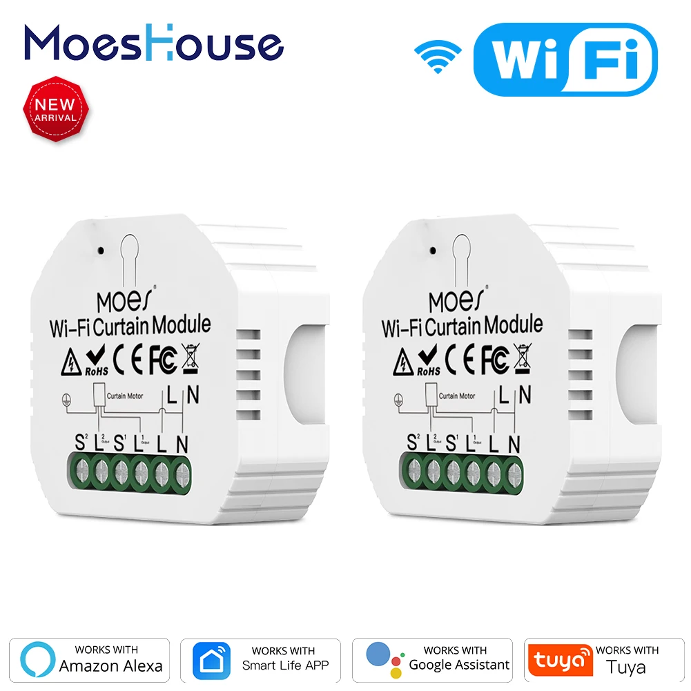 

WiFi Mini Smart Curtain Switch Module Roller Blinds Shutter Motor Smart Life Tuya APP Remote Control Work with Alexa Google Home