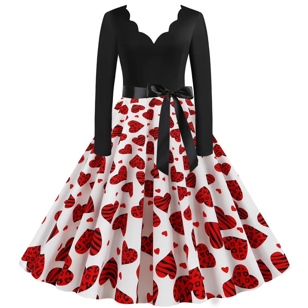 Женское вечернее платье с цветочным принтом длинным рукавом|Женские платья| |