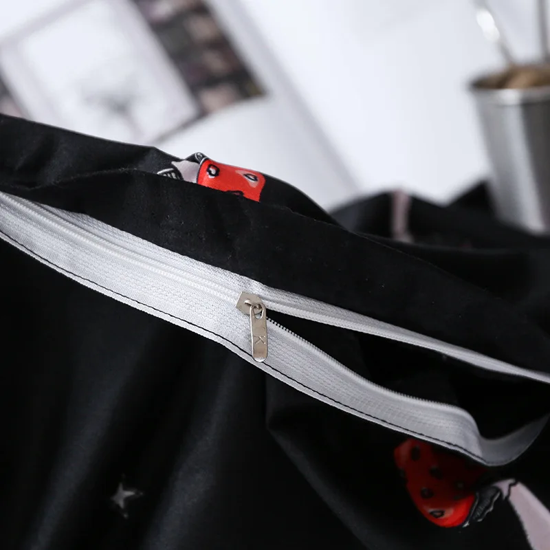 

mushroom bed linens black red Bedding Sets cute pattern kids Duvet Cover set simple Quilt cover pillow case Queen king size