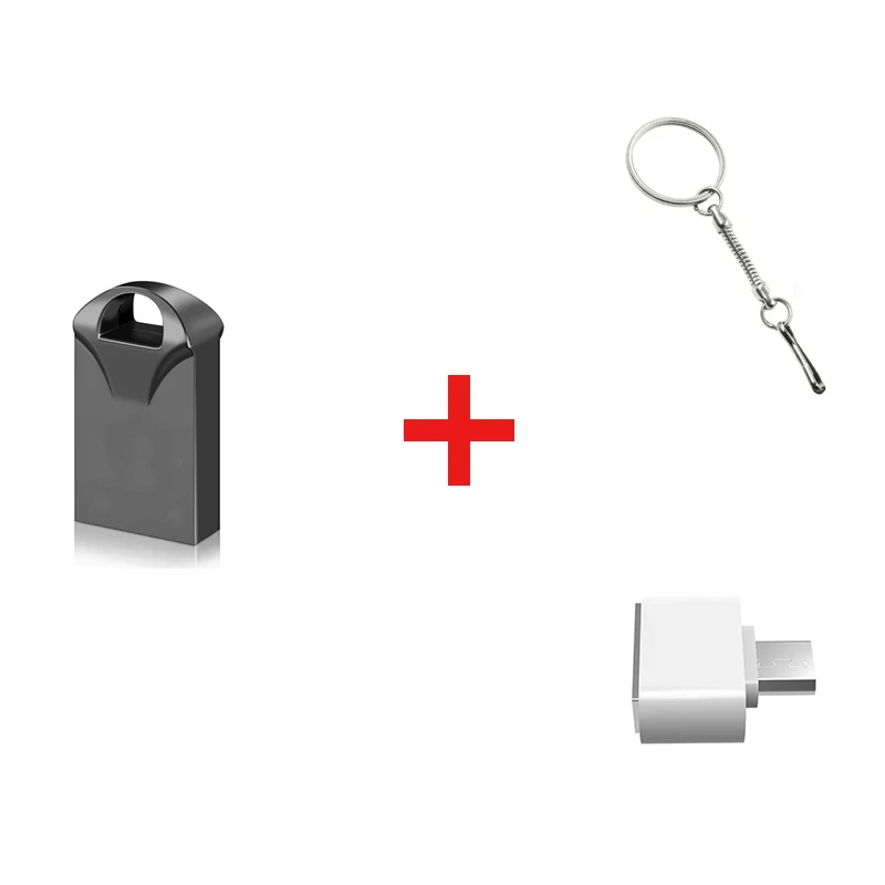 Мини usb флеш-накопитель, металлическая флешка, usb 3,0, карта памяти для ключей, 128 ГБ, 64 ГБ, 16 ГБ, 8 ГБ, 4 Гб, 32 ГБ, флеш-накопитель, u-диск, сделанный на заказ с логотипом - Цвет: free micro adapter