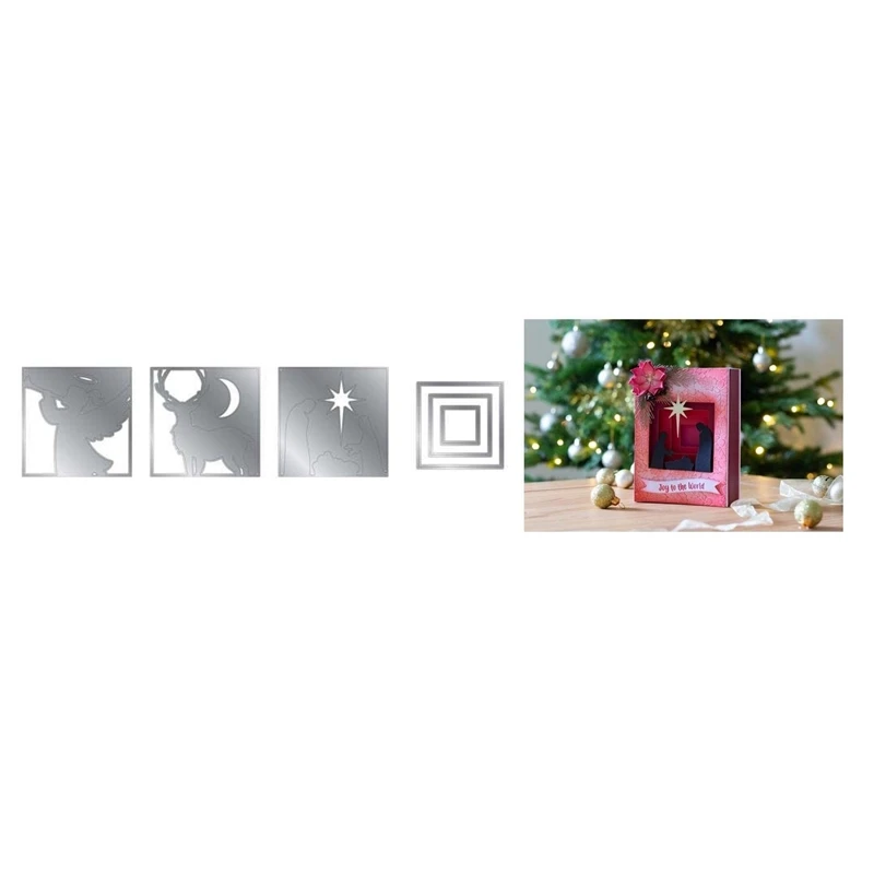 

2021 New Christmas Metal Cutting Dies Album Paper Making Layering Window Scrapbooking Embossing Frame Card No Stamps