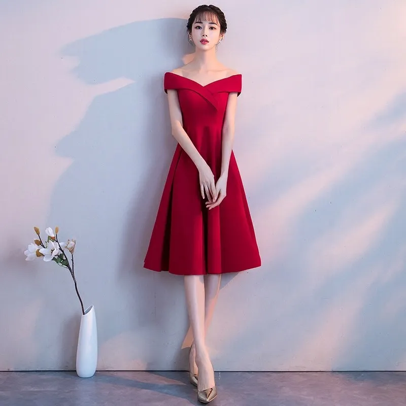 Vestido коктейльное платье с высокой талией тост для невесты кодовый блок свадьбы