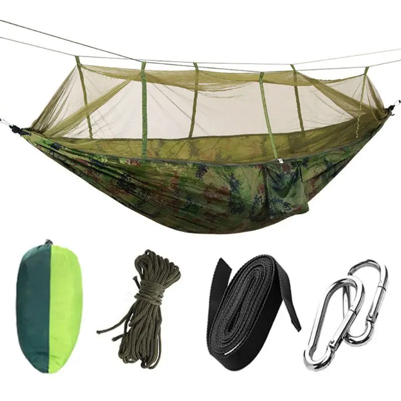 

Portable High Strength Parachute Camping Hammock Hanging Bed With Mosquito Net 425C