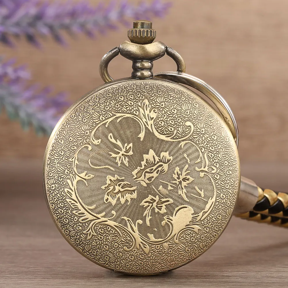 Часы мужские кварцевые карманные изысканные бронзовые с принтом льва моему сыну