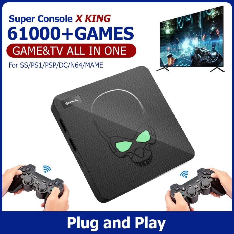 

Ретро супер консоль X King, игровая консоль с контроллером, поддержка HD WIFI, с 61000 + играми для sega Saturn/N64/PSP/DC/PS1