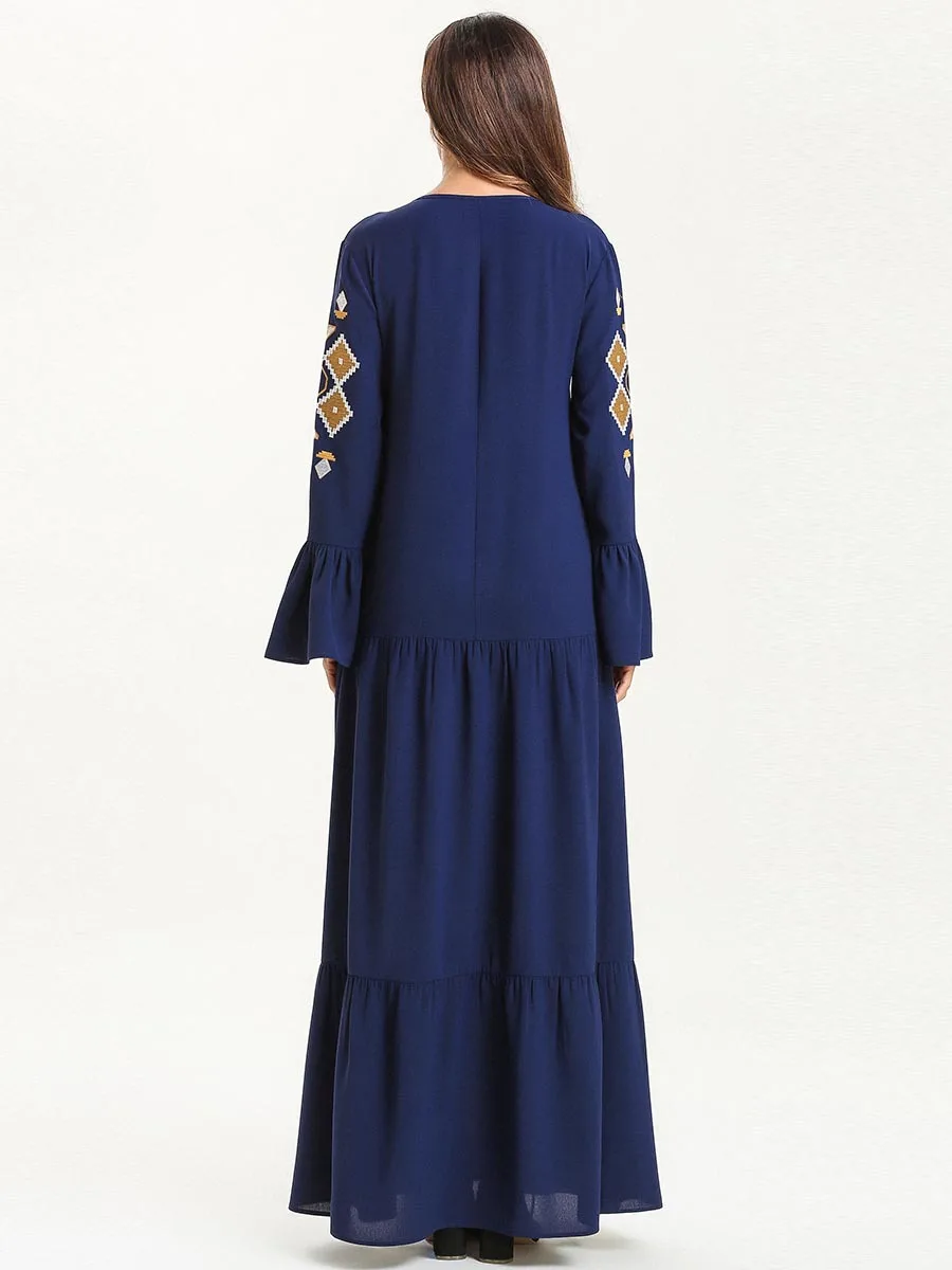 Женское мусульманское платье абайя кафтан с расклешенными рукавами