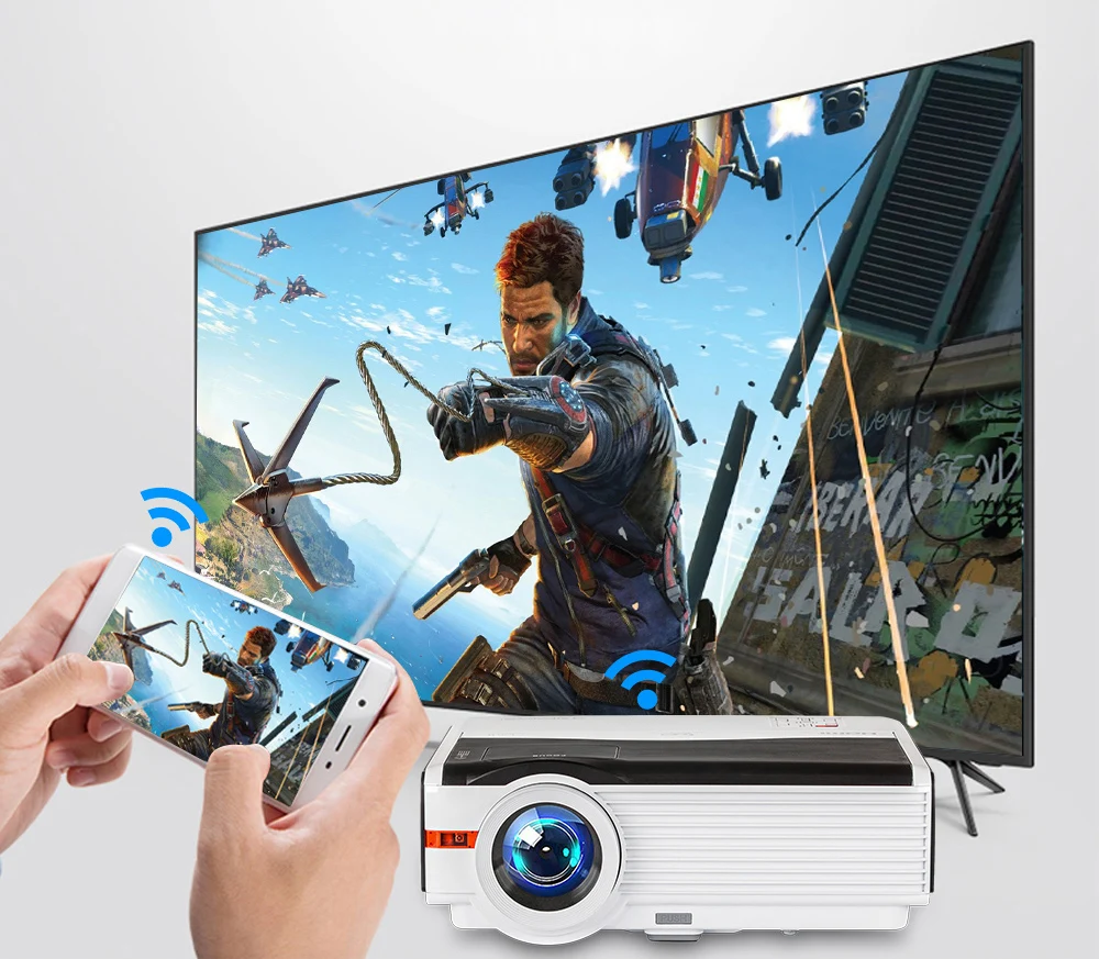 Caiwei A9/A9AB умный Android WiFi lcd светодиодный проектор 1080p домашний кинотеатр 5000 люмен Full HD видео мобильный проектор для смартфонов ТВ