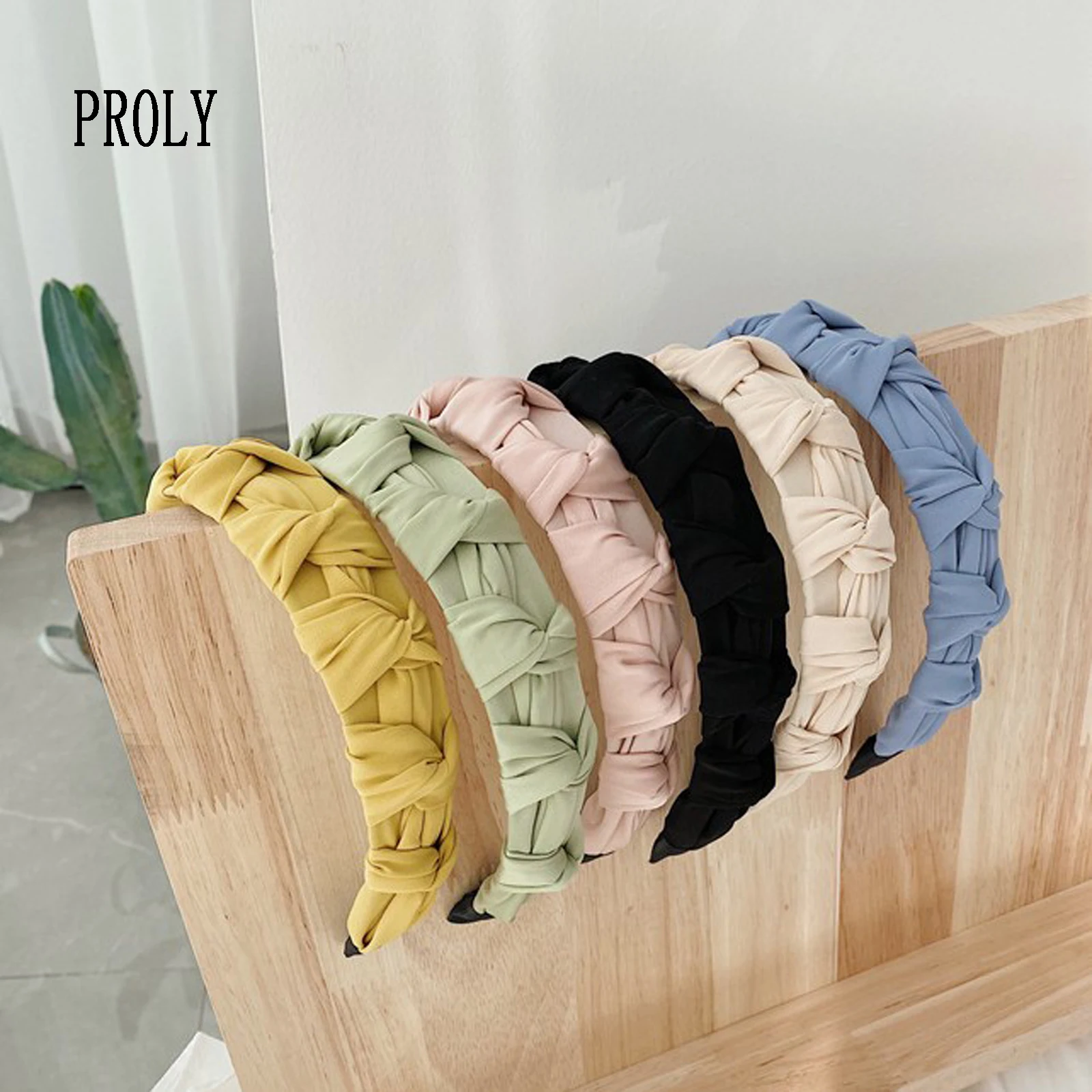 

PROLY New Fashion Women Hairband Pleated Solid Color Wide Brim Headband Flower Casual Turban Hair Accessories Wholesale