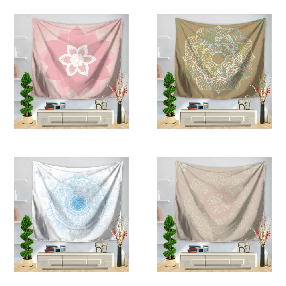 Настенный гобелен с цветочным принтом одеяло из полиэстера декоративный