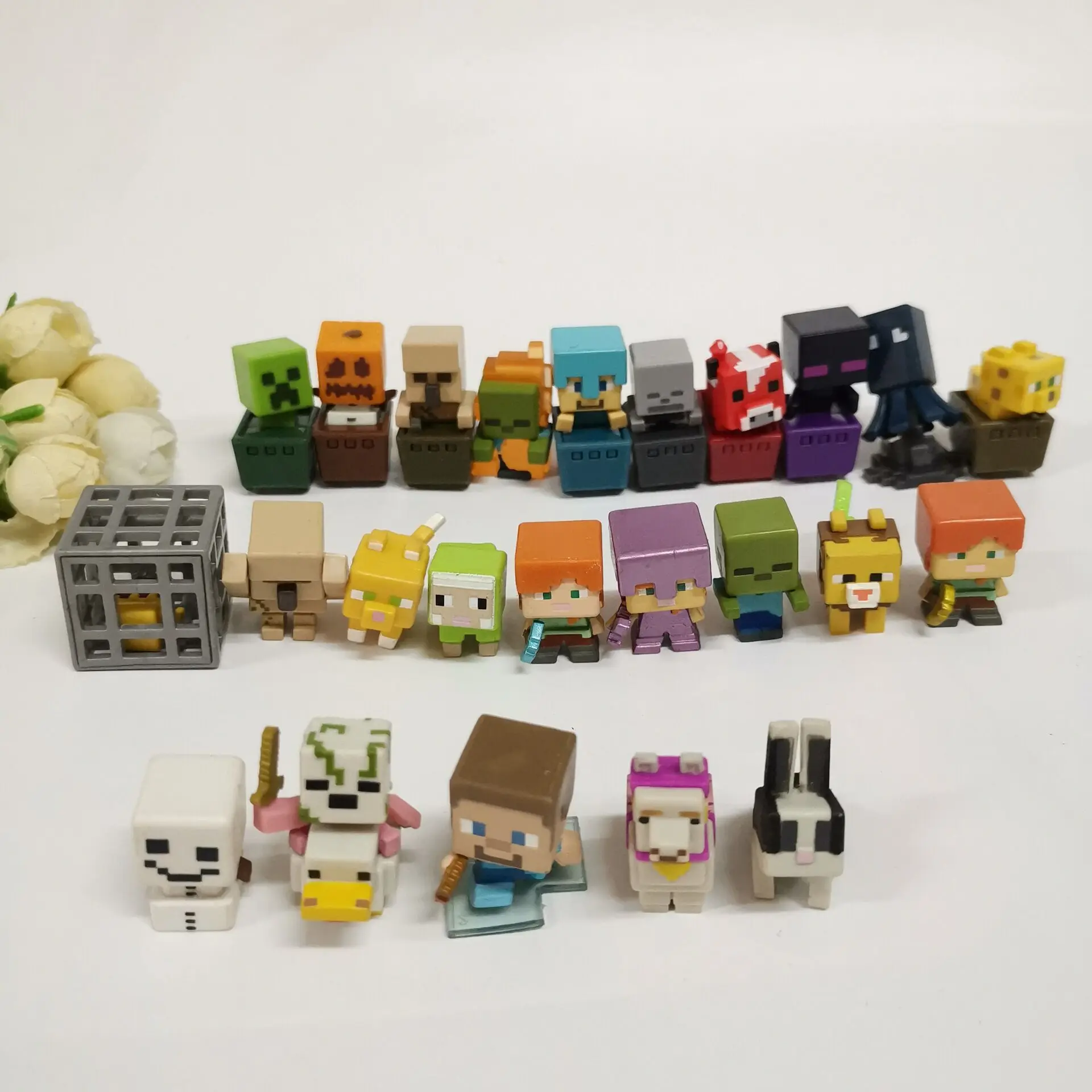 Миниатюрные Куклы kawaii My world из блоков minecra экшн животные Стив курица динозавр