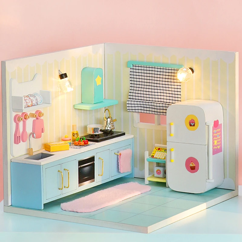 cutebee diy dollhouse wooden doll houses miniature doll house furniture kit casa music led toys for children birthday gift free global shipping
