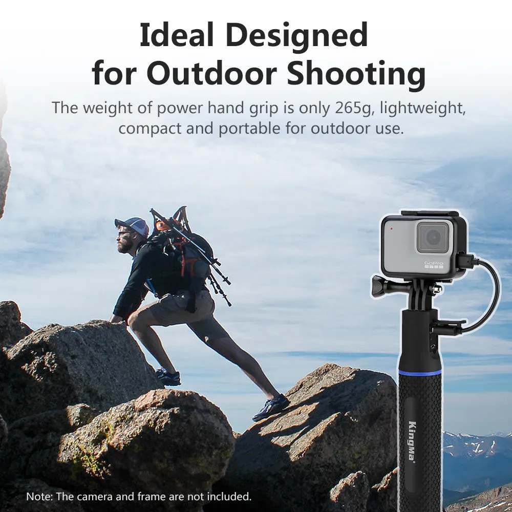 Портативное зарядное устройство KingMa 5200 мАч селфи-Палка с ручкой для GoPro 10/9/8/7/6/5