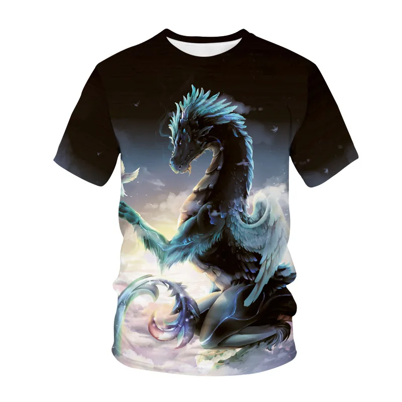 

New oversized T-shirt animal pattern dragon 3D printing fashion street men's T-shirt boy girl round neck casual T-shirt
