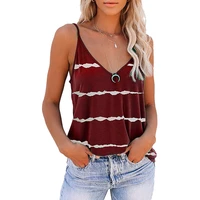 womens sexy tank top sleeveless v neck striped printed suspender ladies crop top summer spaghetti strap female tank top d30