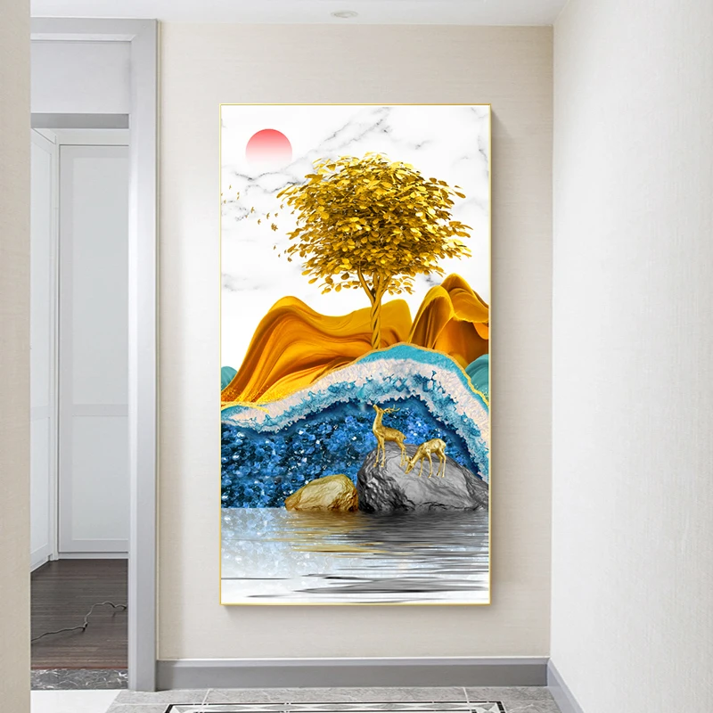 

Abstract Beautiful Golden Landscape Art Posters and Prints Canvas Paintings Wall Art Pictures for Living Room Decor (No Frame)