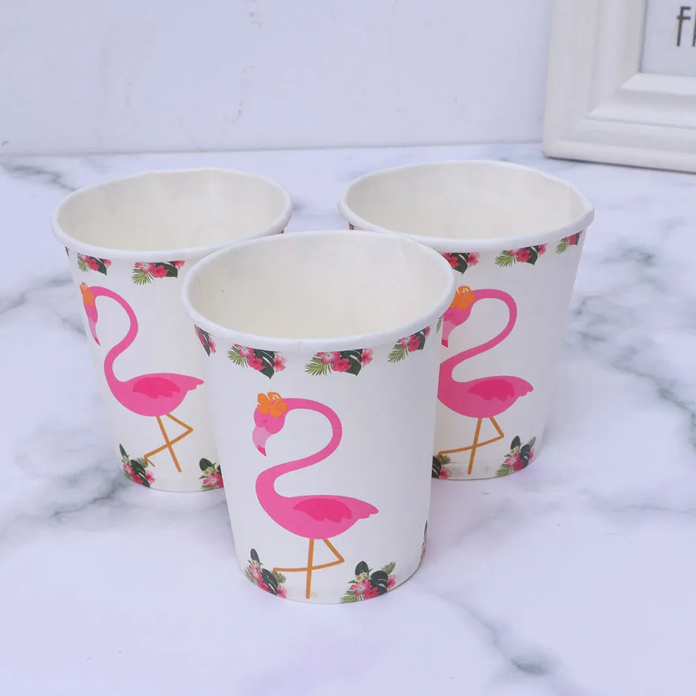 

10PCS Kids Birthday Party Paper Cups Set Cartoon Disposable Tableware Supplies for Hawaii Summer Gathering (Random Patt