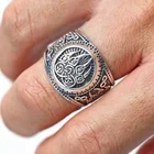 Новое кольцо в ретро стиле с узором медвежьей лапы, кельтские ювелирные изделия в стиле викингов, мужское кольцо, винтажное инкрустированное медведем, ювелирные изделия для вечевечерние