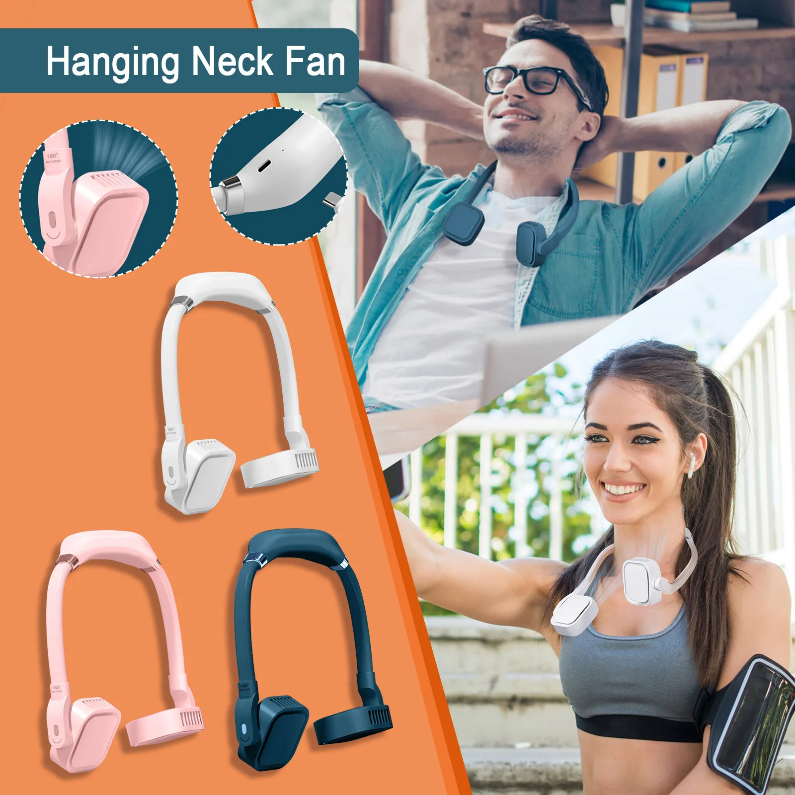 Портативный мини-вентилятор с шейным ободом и зарядкой от Usb #4 | Бытовая техника