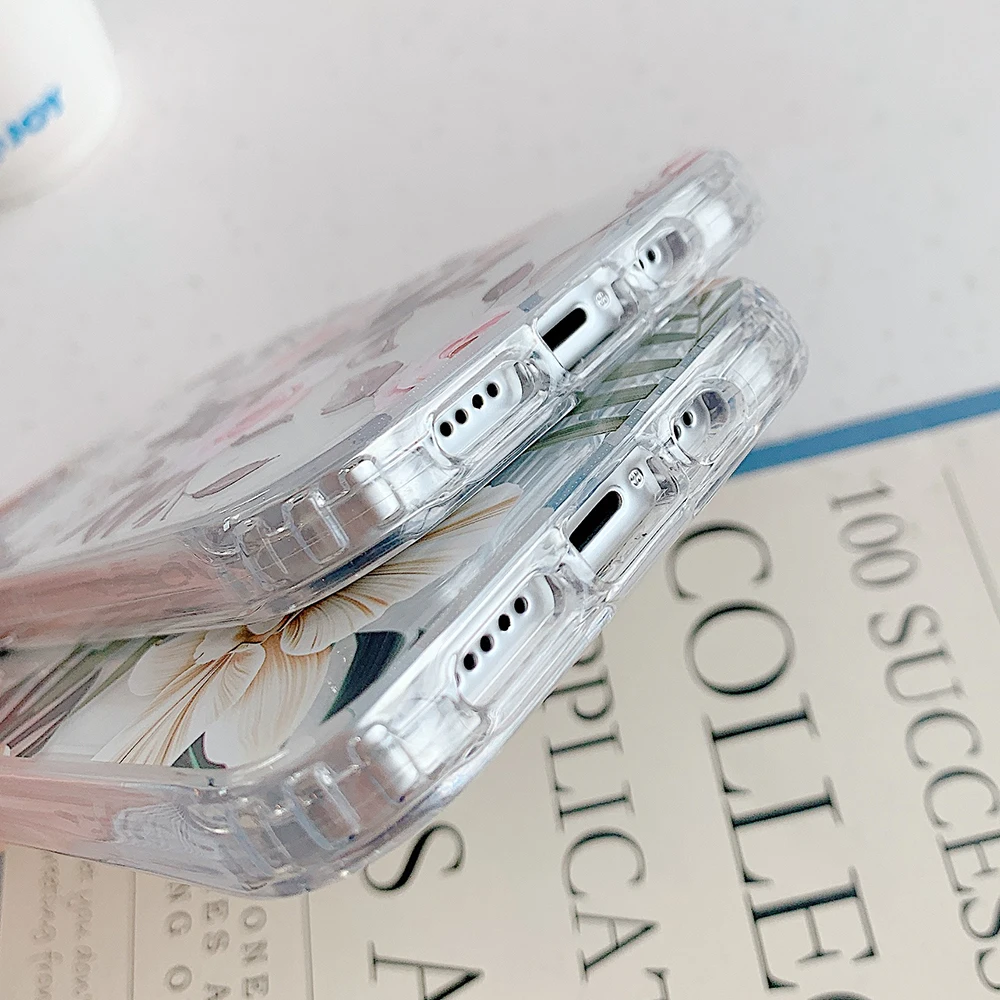 

LOVECOM Vintage Banana Leaf Flower Clear Phone Case For Samsung S20 A51 A71 A50 A21S S10 Plus Note 20 10 Soft Animal Back Cover