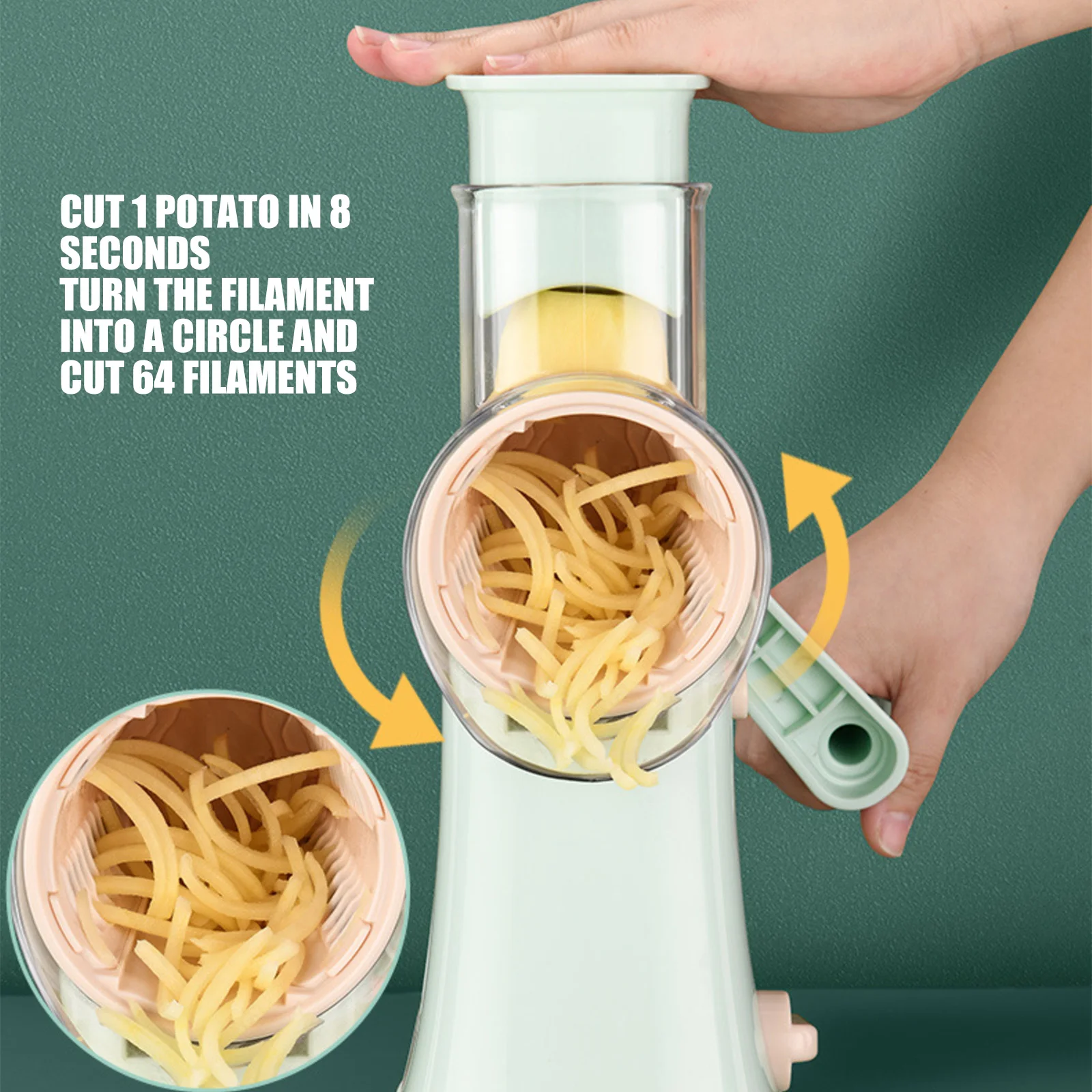 

Handheld Spiralizer Vegetable Fruit Slicer Adjustable Spiral Grater Cutter Salad Tools Noodle Maker with Strong Suction Base