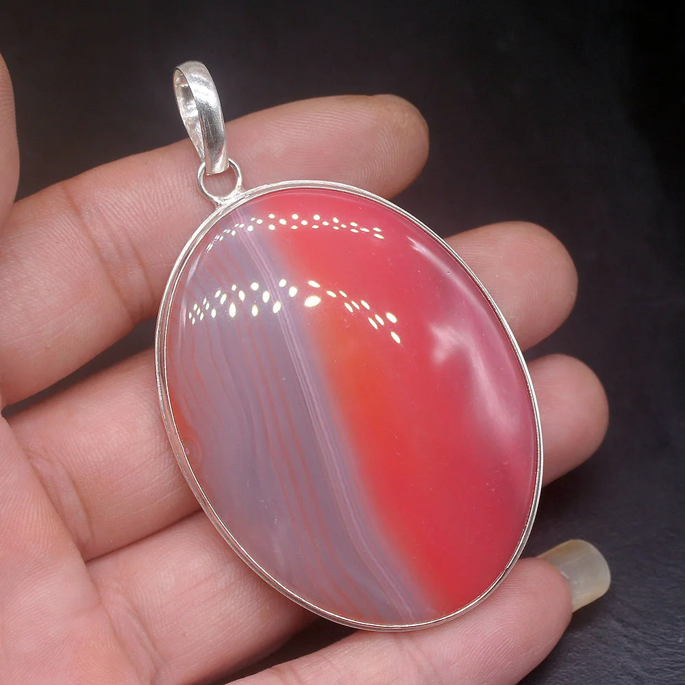 Ожерелье подвеска Gemstonefactory Jewelry Big Promotion 925 Silver Huge Trendy Pure Botswana Agate Women Ladies Gifts Necklace Pendant 1262.