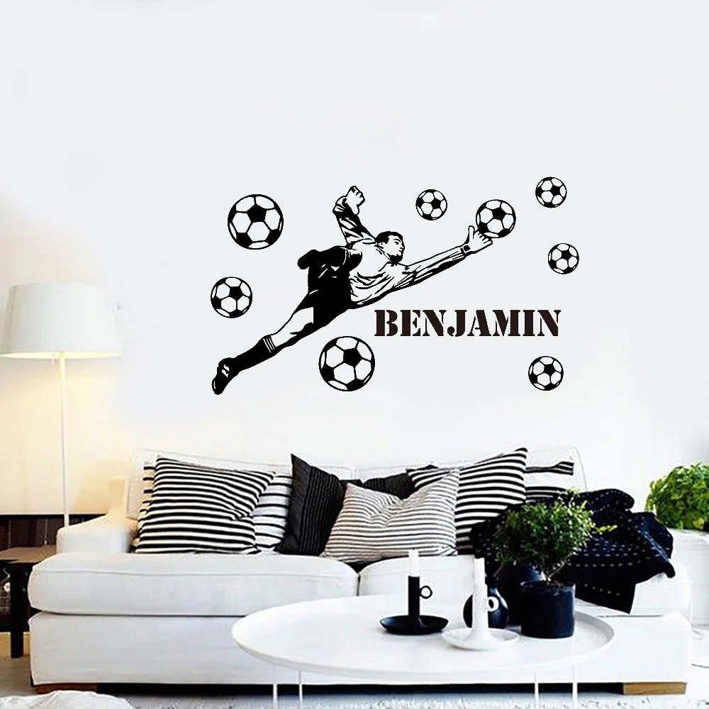 

Football Custom Name Of Soccer Wall Sticker For Kids Room Decoration Boys Children Room Decor Vinyl Decal Removable Mural Decals