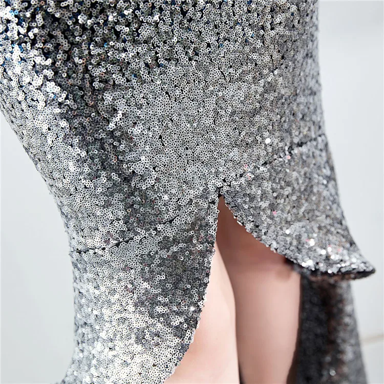 Женское вечернее платье с блестками элегантное короткое градиентом спереди и