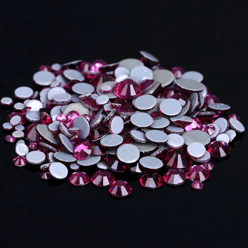 Фуксия железа на Стразы розового цвета и фуксии Hot Fix драгоценные камни стразы из