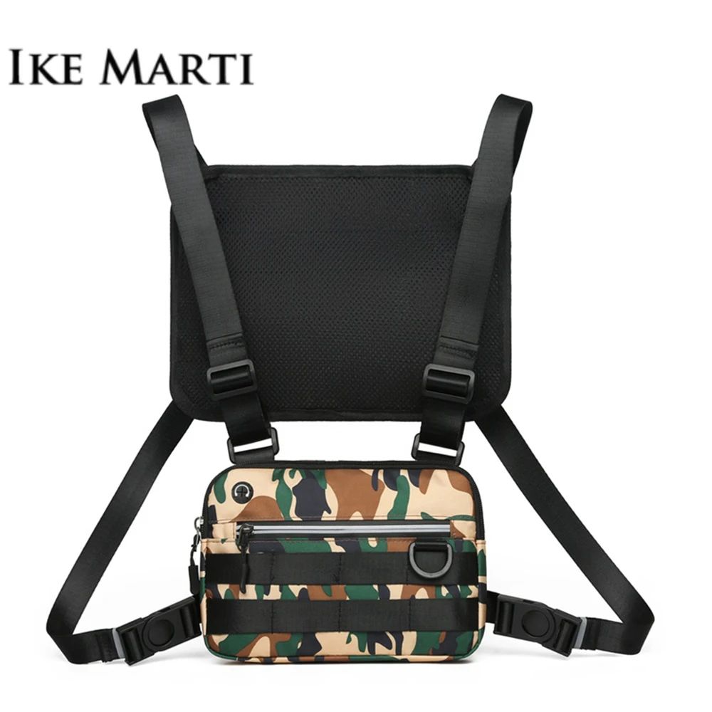 

IKE MARTI Functional Tactical Chest Bag For Men Fashion Bullet Hip Hop Vest Streetwear Bag Waist Pack Unisex Black Chest Rig Bag