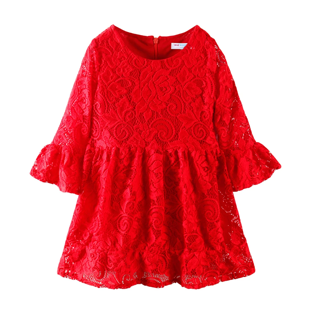 LittleSpring/осеннее платье для маленьких девочек Кружевное принцессы трапециевидной