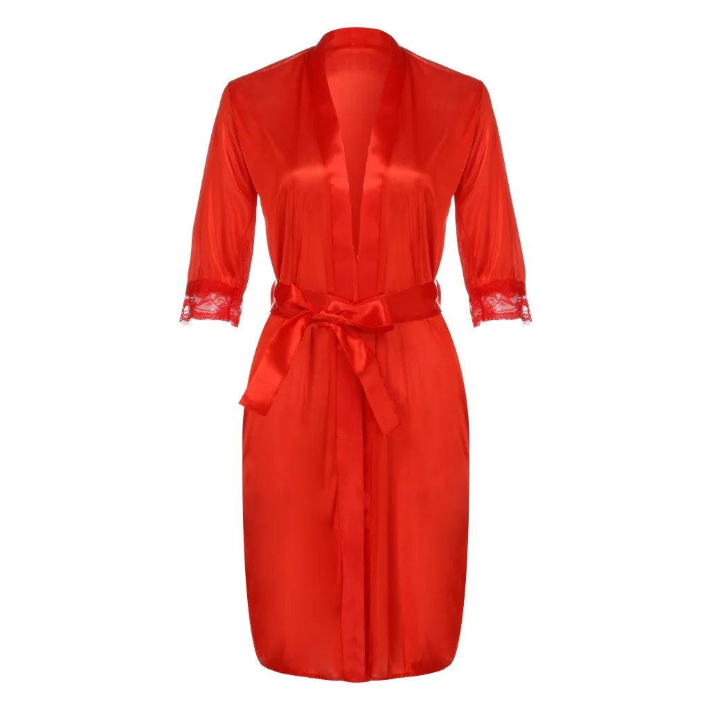 

Sexy Lace Nightwear Erotic Lingerie Sleepwear Women Summer See Through Dress Solid Lace Pajamas Bath Robe Dress Nightgown Ft