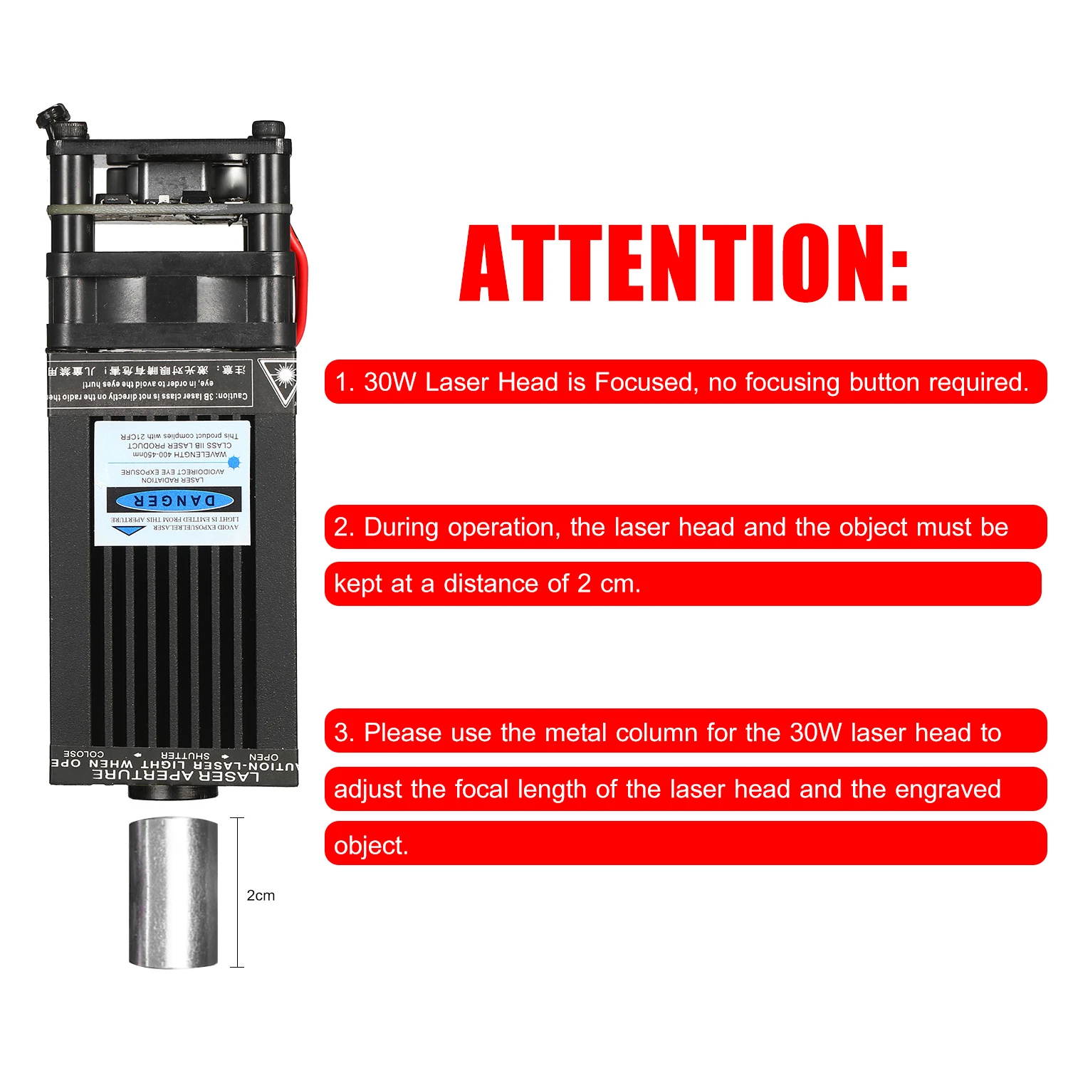 

40W Laser Module Kit 448-462nm Continuous Laser Cutting Engraving Module Blue Light TTL Module Set For Laser Engraving Machine