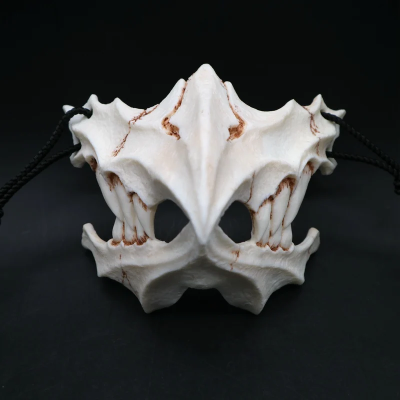 Cosplay Animal Mask Long Teeth Demon Samurai White Bone Dragon Yaksa Tiger Tengu Resin Halloween Accessories | Дом и сад