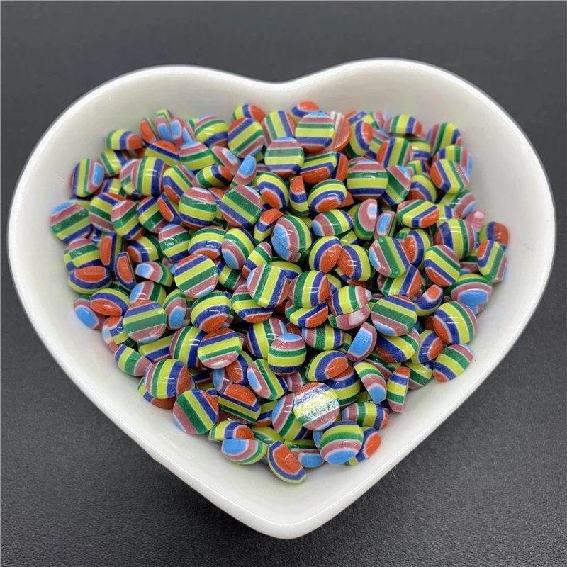 Полукруглые бусины из смолы 50 шт./лот 6 мм полосатые с плоской задней стороной для