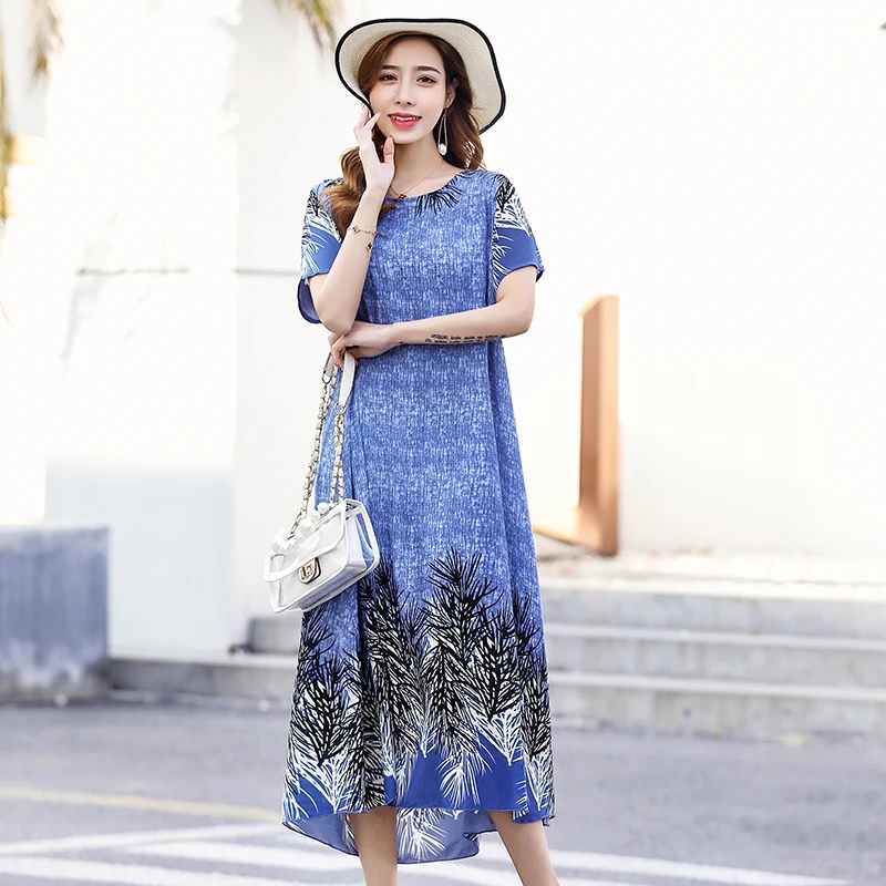 Женское платье в горошек с коротким рукавом и круглым вырезом|Женские платья| |